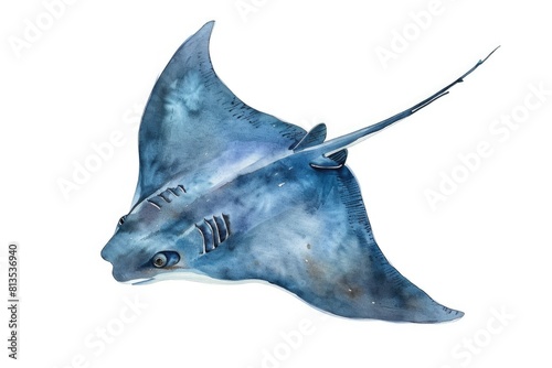 A beautiful watercolor painting of a manta ray. Perfect for marine life enthusiasts