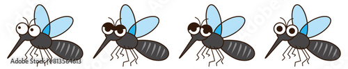 4パターンの2dのデフォルメの昆虫蚊のイラスト