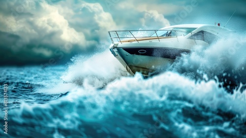 Boat Wave. Experience Fun and Power on the Sea with Motor Boat