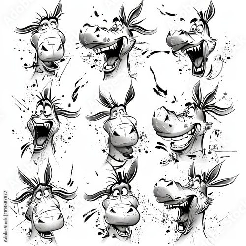 Angry and Cute Donkey Emotions Storytelling Set