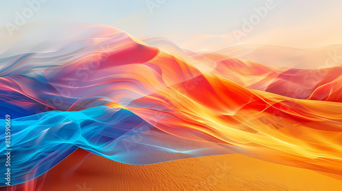 abstract desert mirage with a blue sky in the background