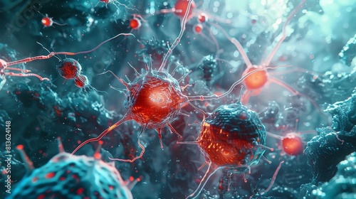 The innovative medical approach of immunotherapy, harnessing the body's immune system to fight diseases like cancer more effectively. Abstract concept. Generative AI, 4k