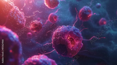 The innovative medical approach of immunotherapy, harnessing the body's immune system to fight diseases like cancer more effectively. Abstract concept. Generative AI, 4k