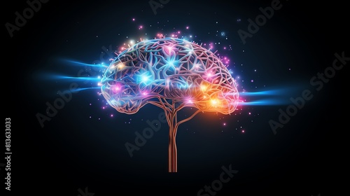 Cognitive Enhancement illustrated through a visual metaphor of a brain expanding with light side view symbolizing mental growth digital tone Monochromatic Color Scheme