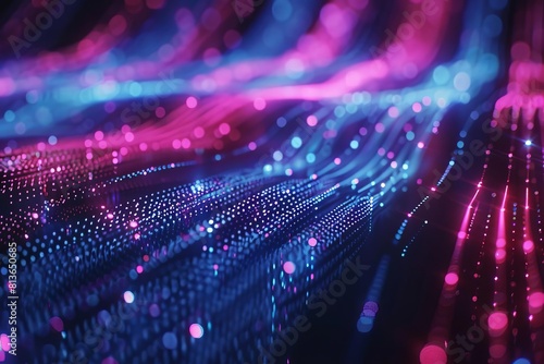 futuristic quantum computing network with illuminated fiber optics abstract tech background