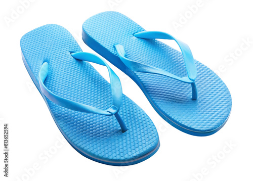 Summer blue flip flops sandals isolated on transparency photo png file