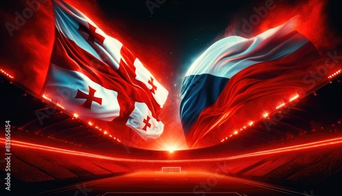 Georgia vs Czech Republic football match, country flags and stadium, UEFA Euro 2024, UEFA European Football Championship 2024, 2nd round, 2nd group stage