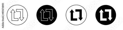 Arrows repeat icon set. repetition vector symbol. exchange or replace sign. renew, switch, or reverse icon in black filled and outlined style.