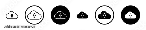 Cloud upload line icon set. cloud data storage server line icon. save to upload button pictogram suitable for apps and websites UI designs.