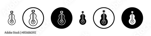 Guitar vector icon set. ukulele music instrument vector symbol. musical acoustic guitar icon suitable for apps and websites UI designs.