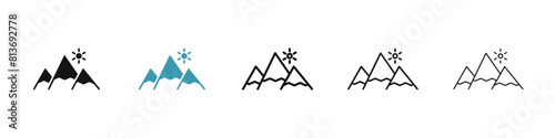 Mountains icon set. high terrain icon. everest hill sign for UI designs.