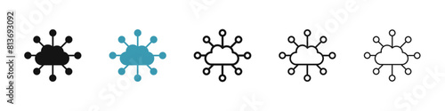 Network cloud line icon set. internet cloud technology vector symbol. software cloud api sign for UI designs.