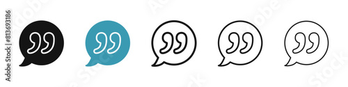 Comment quote line icon set. definition or description vector symbol. feedback dialog bubble sign. speech text balloon icon for UI designs.