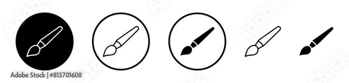 Paint Brush icon set. Color palette brush vector symbol. Drawing artist paintbrush sign.
