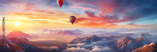 A hot air balloon soaring above the clouds