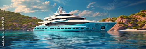 A luxury yacht sailing through turquoise waters