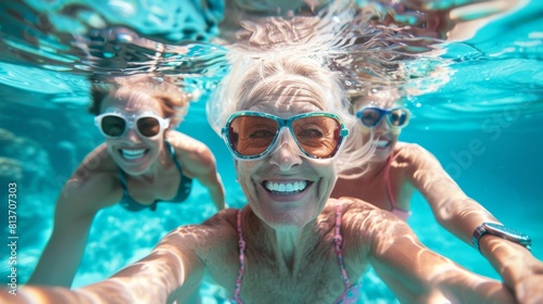 Friends Taking Underwater Selfie