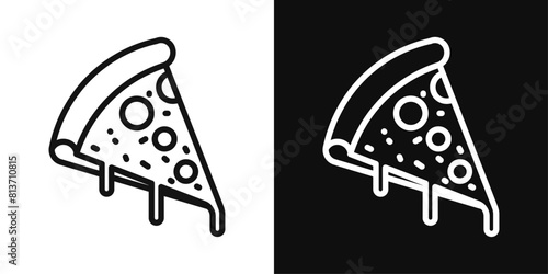 Pizza slice icon set. Symbols of Italian cheese pizza and pepperoni slices.