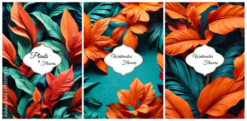 Plants and Flowers. seamless floral patterns for prints, leaves and plants for background, pattern and wallpaper