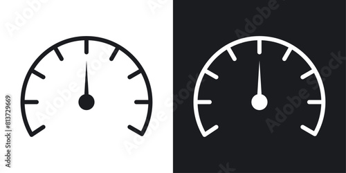Tachometer Icon Set. Vector Symbols for Car Speed and Pressure Meters.