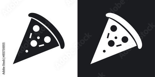 Pizza slice icon set. Icons for Italian cheese and pepperoni pizza slices.