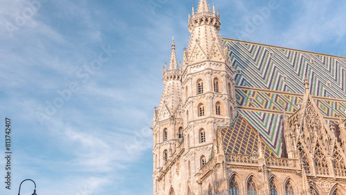 St. Stephen's Cathedral timelapse, the mother church of Roman Catholic Archdiocese of Vienna, Austria