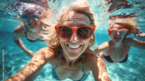 Friends Enjoying Underwater Selfie
