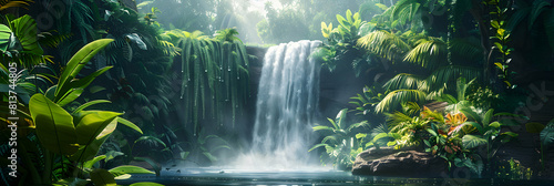 Tropical Rainforest Waterfall Oasis: A Hidden Gem in Lush Greenery