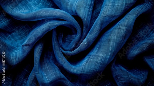 background with blue fabric with pleat