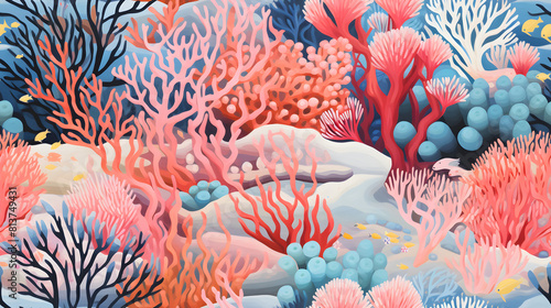 pastel coral reef detail gouache pattern poster background