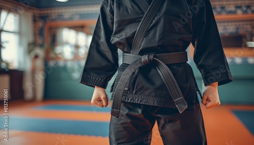 Symbolic black belt represents dedication in the context of summer olympic games sports
