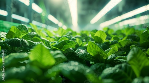 Modern Vertical Farm for Spinach Mass Production with Controlled Environments. Temperature, Light, Water, and Humidity Levels Regulated to Promote Growth