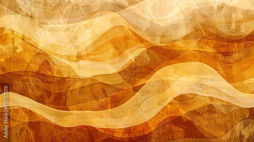 Abstract wave autumn texture background, gold warm tones watercolor. Warm golden yellow, brown, beige, tan, earthy colors backdrop. 