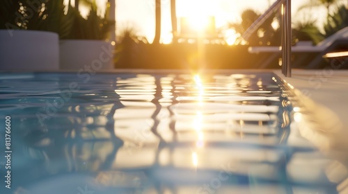 a luxury pool at sunset : Generative AI