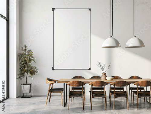 Modern dining room design with space to mock up your own picture or text