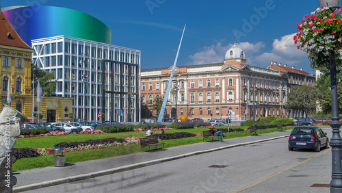 New building of Croatian Music Academy timelapse in Zagreb, Croatia.