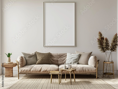 Modern living room design with space to mock up your own picture or text