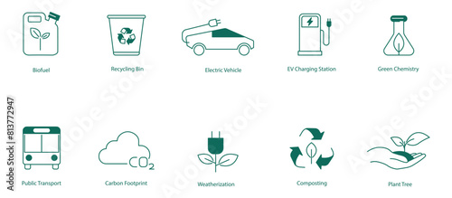 Renewable Energy and Eco-Friendly Practices Vector Icons