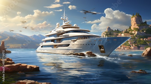 A luxury yacht sailing through the Mediterranean
