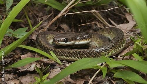 A snake slithering through the underbrush upscaled 2