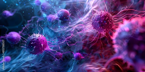 Visualizing the Interaction Between Cancer Cells and Lymphocytes in the Human Immune System. Concept Cancer Cells, Lymphocytes, Human Immune System, Interaction Visualization