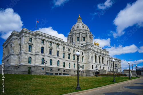 Minnesota State Capitol in Saint Paul, landmark architecture of Beaux-Arts American Renaissance Design, completed in 1905 in the USA