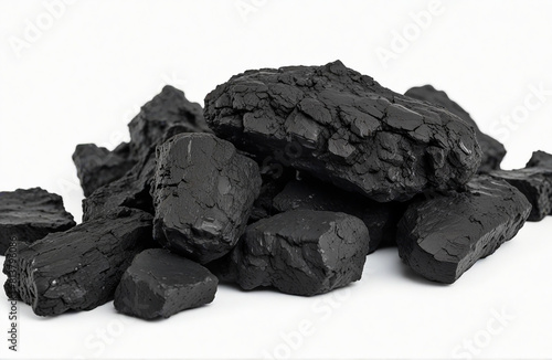 Bituminous coal, isolated on white background