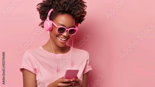 Woman Enjoying Music on Headphones