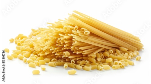 Collection of spaghetti isolated on white background. Set of multiple images. Part of series