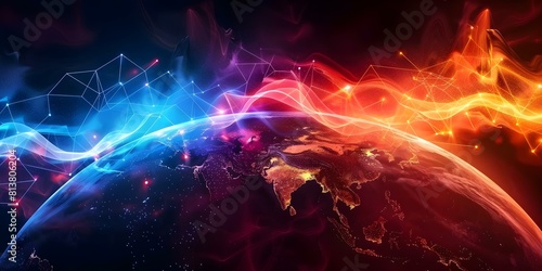 Global network connection over Earth internet concept background. Concept Internet, Global Network, Connectivity, Technology, Earth, Communication