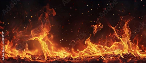 embers from a fire ,Fire flames on black background. Fire embers particles over black background. Fire sparks background. 
