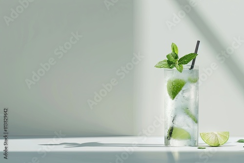 a classic mojito with a white background