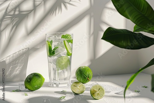 a classic mojito with a white background