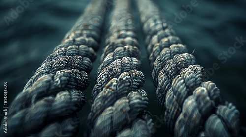 Captured in an intense extreme close-up, crew members collaborate seamlessly to fasten mooring lines, exemplifying the essence of teamwork and professionalism in maritime endeavors